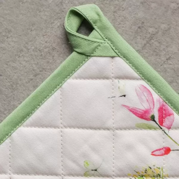 imageMaison d Hermine Potholders 100 Cotton 8quotx8quot Hotpads Heat Resistant with Loop Pot Holder Baking Grilling Home Handling Hot Pans Botanical Fresh  SpringSummer7  Botanical Fresh