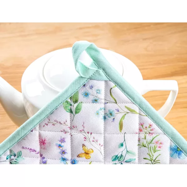 imageMaison d Hermine Potholders 100 Cotton 8quotx8quot Hotpads Heat Resistant with Loop Pot Holder Baking Grilling Home Handling Hot Pans Botanical Fresh  SpringSummer14  Just Floral