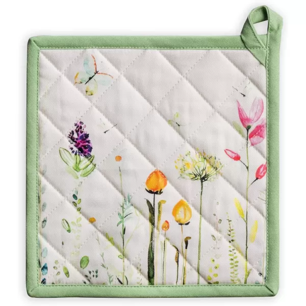 imageMaison d Hermine Potholders 100 Cotton 8quotx8quot Hotpads Heat Resistant with Loop Pot Holder Baking Grilling Home Handling Hot Pans Botanical Fresh  SpringSummer7  Botanical Fresh