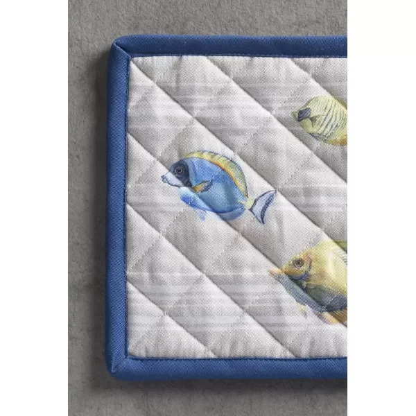 imageMaison d Hermine Potholders 100 Cotton 8quotx8quot Hotpads Heat Resistant with Loop Pot Holder Baking Grilling Home Handling Hot Pans Botanical Fresh  SpringSummer39  Poisson
