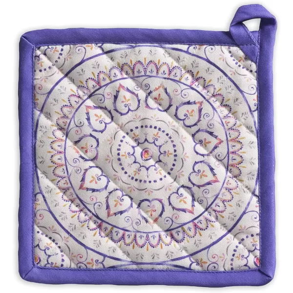 imageMaison d Hermine Potholders 100 Cotton 8quotx8quot Hotpads Heat Resistant with Loop Pot Holder Baking Grilling Home Handling Hot Pans Botanical Fresh  SpringSummer51  Mandala