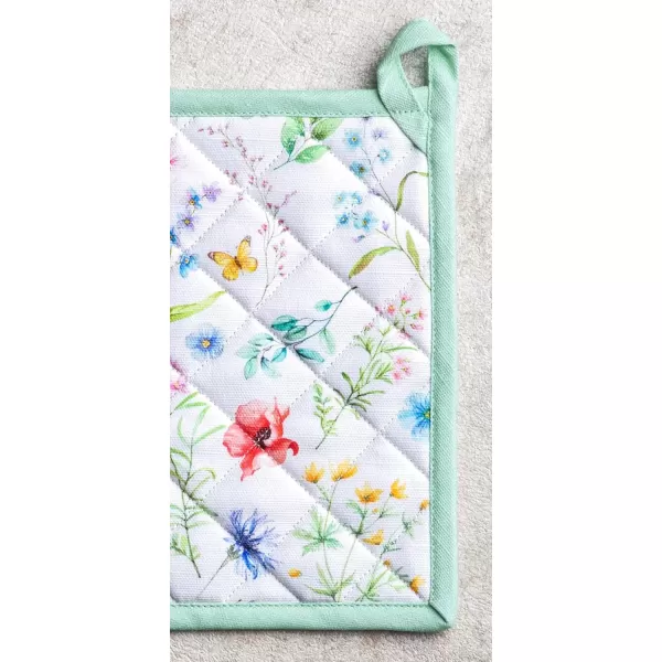 imageMaison d Hermine Potholders 100 Cotton 8quotx8quot Hotpads Heat Resistant with Loop Pot Holder Baking Grilling Home Handling Hot Pans Botanical Fresh  SpringSummer14  Just Floral