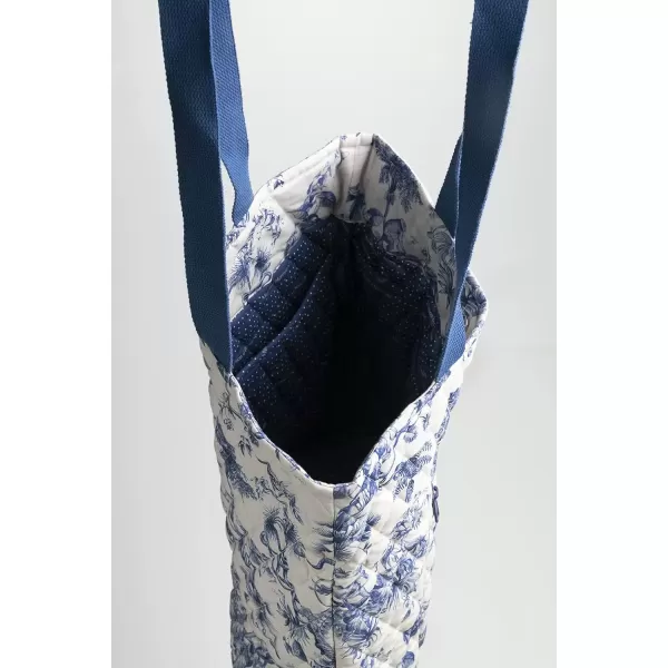 imageMaison d Hermine Shopping Bag Cotton Quilted Tote Bag with Zipper Pockets ampamp Small Pouch Grocery Bag for Work Travel Lunch1  Bonobo  Blue