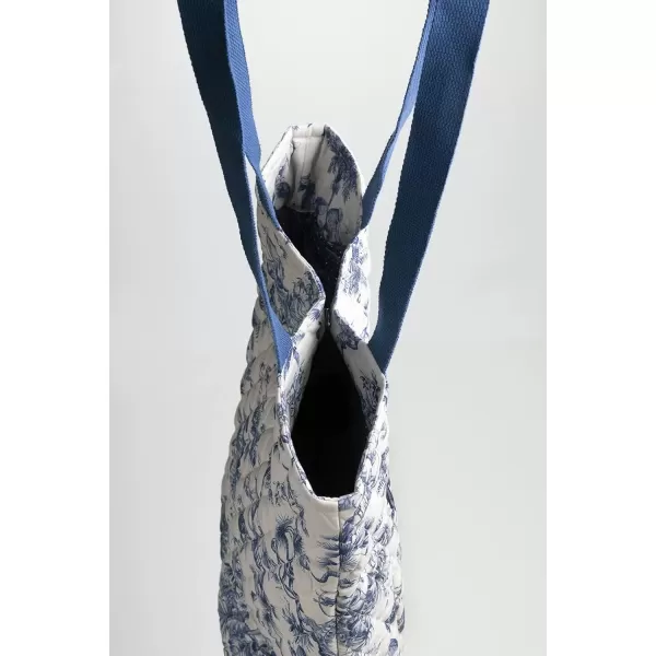 imageMaison d Hermine Shopping Bag Cotton Quilted Tote Bag with Zipper Pockets ampamp Small Pouch Grocery Bag for Work Travel Lunch1  Bonobo  Blue