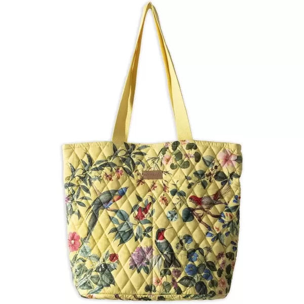 imageMaison d Hermine Shopping Bag Cotton Quilted Tote Bag with Zipper Pockets ampamp Small Pouch Grocery Bag for Work Travel Lunch10  Eden  Yellow