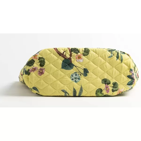 imageMaison d Hermine Shopping Bag Cotton Quilted Tote Bag with Zipper Pockets ampamp Small Pouch Grocery Bag for Work Travel Lunch10  Eden  Yellow