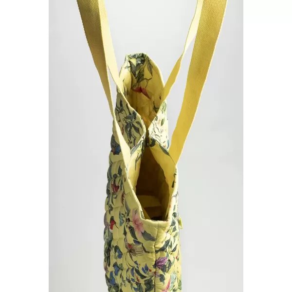 imageMaison d Hermine Shopping Bag Cotton Quilted Tote Bag with Zipper Pockets ampamp Small Pouch Grocery Bag for Work Travel Lunch10  Eden  Yellow