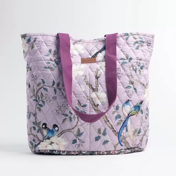 imageMaison d Hermine Shopping Bag Cotton Quilted Tote Bag with Zipper Pockets ampamp Small Pouch Grocery Bag for Work Travel Lunch14  Osaka