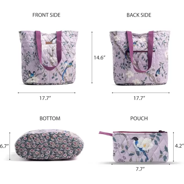 imageMaison d Hermine Shopping Bag Cotton Quilted Tote Bag with Zipper Pockets ampamp Small Pouch Grocery Bag for Work Travel Lunch14  Osaka