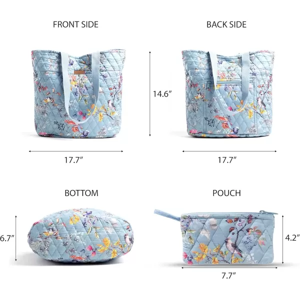 imageMaison d Hermine Shopping Bag Cotton Quilted Tote Bag with Zipper Pockets ampamp Small Pouch Grocery Bag for Work Travel Lunch15  Equinoxe