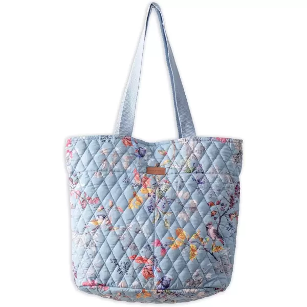imageMaison d Hermine Shopping Bag Cotton Quilted Tote Bag with Zipper Pockets ampamp Small Pouch Grocery Bag for Work Travel Lunch15  Equinoxe
