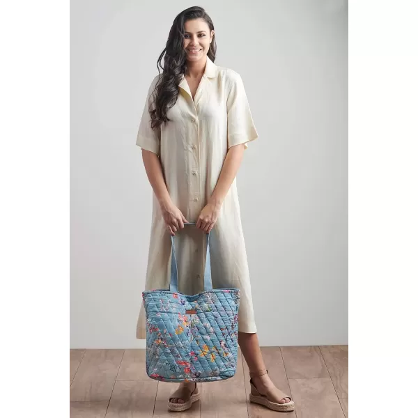 imageMaison d Hermine Shopping Bag Cotton Quilted Tote Bag with Zipper Pockets ampamp Small Pouch Grocery Bag for Work Travel Lunch15  Equinoxe