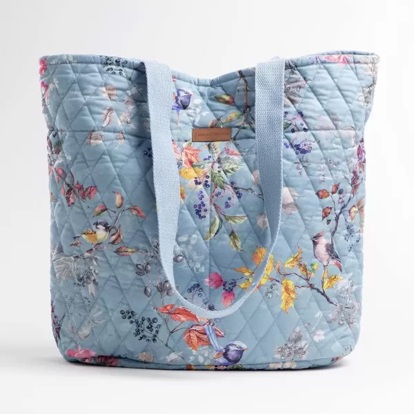 imageMaison d Hermine Shopping Bag Cotton Quilted Tote Bag with Zipper Pockets ampamp Small Pouch Grocery Bag for Work Travel Lunch15  Equinoxe