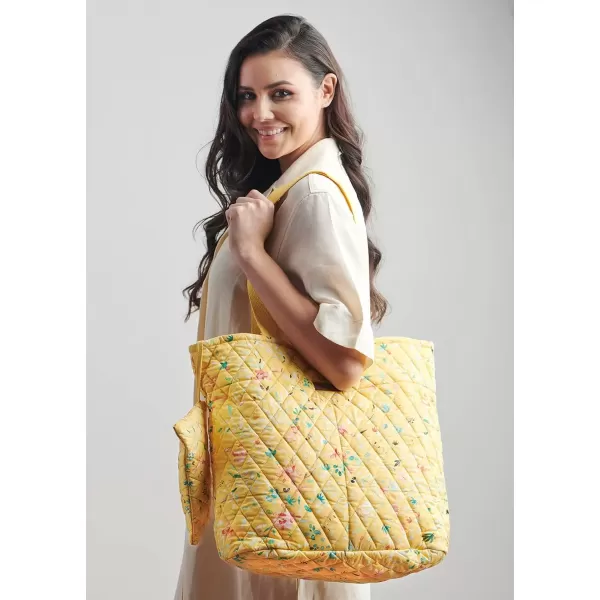 imageMaison d Hermine Shopping Bag Cotton Quilted Tote Bag with Zipper Pockets ampamp Small Pouch Grocery Bag for Work Travel Lunch16  Colmar