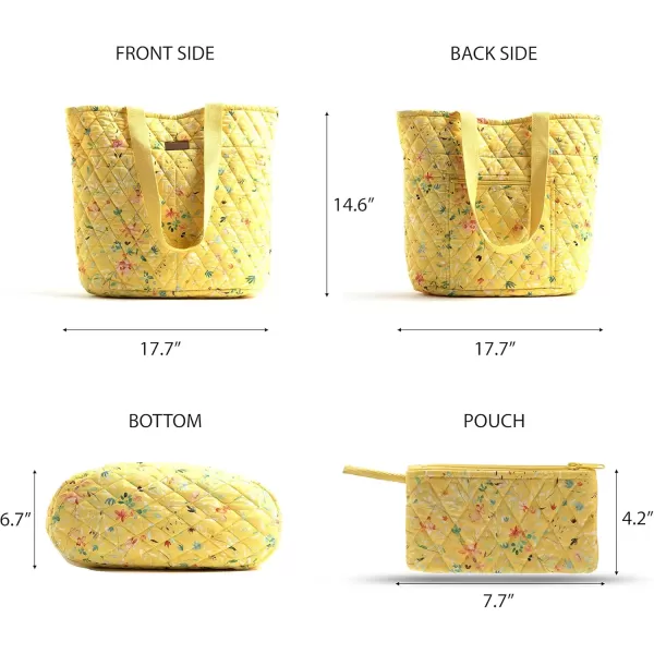 imageMaison d Hermine Shopping Bag Cotton Quilted Tote Bag with Zipper Pockets ampamp Small Pouch Grocery Bag for Work Travel Lunch16  Colmar