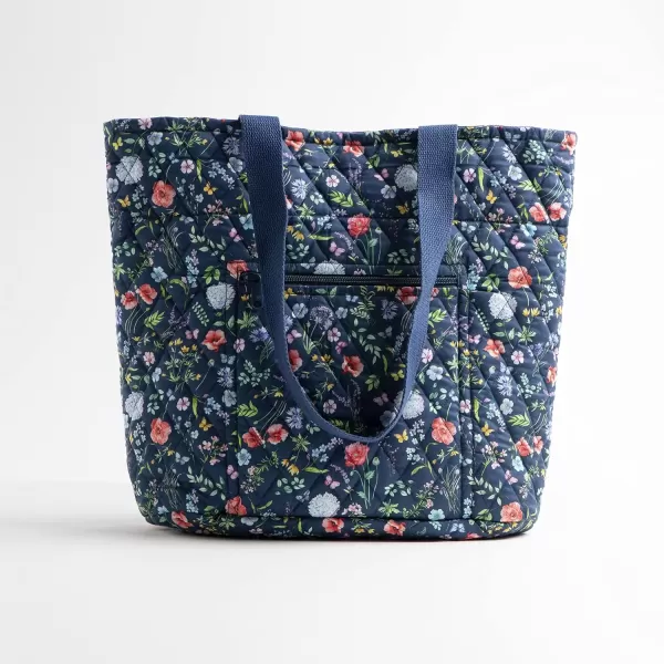 imageMaison d Hermine Shopping Bag Cotton Quilted Tote Bag with Zipper Pockets ampamp Small Pouch Grocery Bag for Work Travel Lunch17  Just Floral