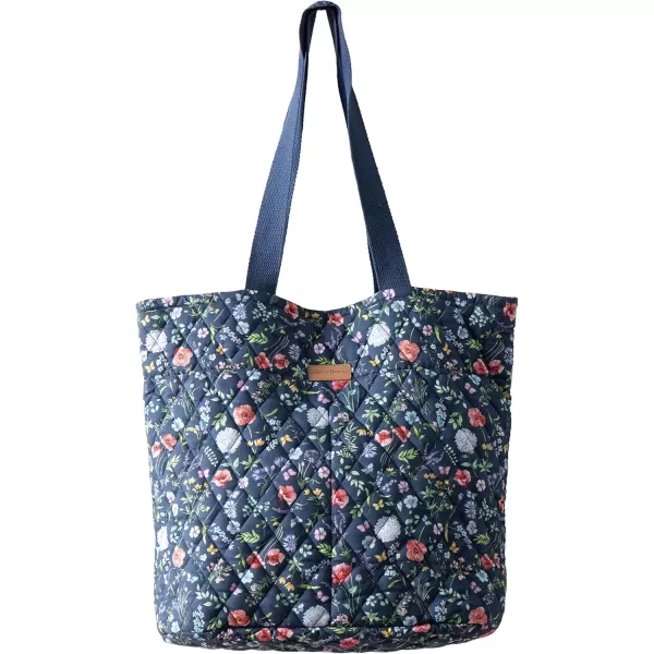 imageMaison d Hermine Shopping Bag Cotton Quilted Tote Bag with Zipper Pockets ampamp Small Pouch Grocery Bag for Work Travel Lunch17  Just Floral