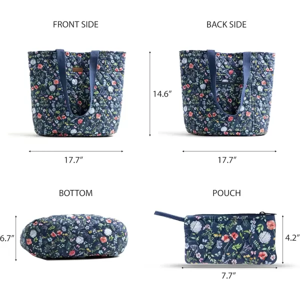 imageMaison d Hermine Shopping Bag Cotton Quilted Tote Bag with Zipper Pockets ampamp Small Pouch Grocery Bag for Work Travel Lunch17  Just Floral