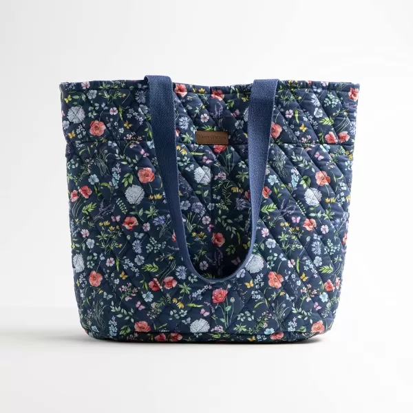 imageMaison d Hermine Shopping Bag Cotton Quilted Tote Bag with Zipper Pockets ampamp Small Pouch Grocery Bag for Work Travel Lunch17  Just Floral
