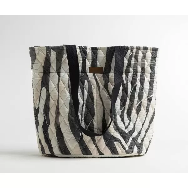 imageMaison d Hermine Shopping Bag Cotton Quilted Tote Bag with Zipper Pockets ampamp Small Pouch Grocery Bag for Work Travel Lunch18  Zebra