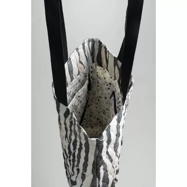 imageMaison d Hermine Shopping Bag Cotton Quilted Tote Bag with Zipper Pockets ampamp Small Pouch Grocery Bag for Work Travel Lunch18  Zebra