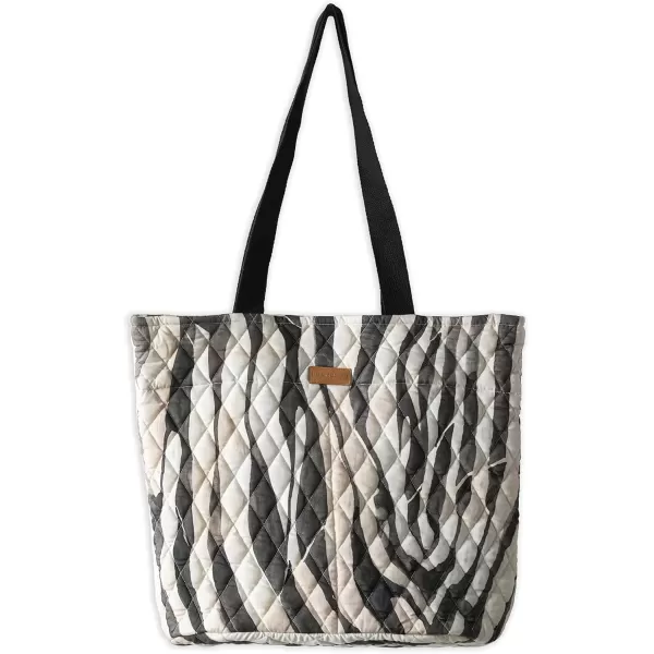 imageMaison d Hermine Shopping Bag Cotton Quilted Tote Bag with Zipper Pockets ampamp Small Pouch Grocery Bag for Work Travel Lunch18  Zebra