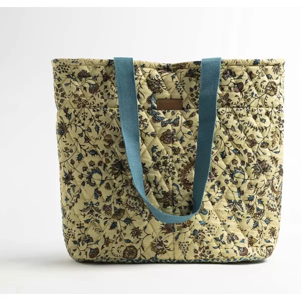 imageMaison d Hermine Shopping Bag Cotton Quilted Tote Bag with Zipper Pockets ampamp Small Pouch Grocery Bag for Work Travel Lunch19  Lakshmi