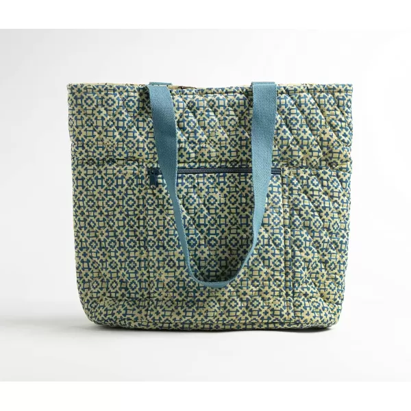 imageMaison d Hermine Shopping Bag Cotton Quilted Tote Bag with Zipper Pockets ampamp Small Pouch Grocery Bag for Work Travel Lunch19  Lakshmi