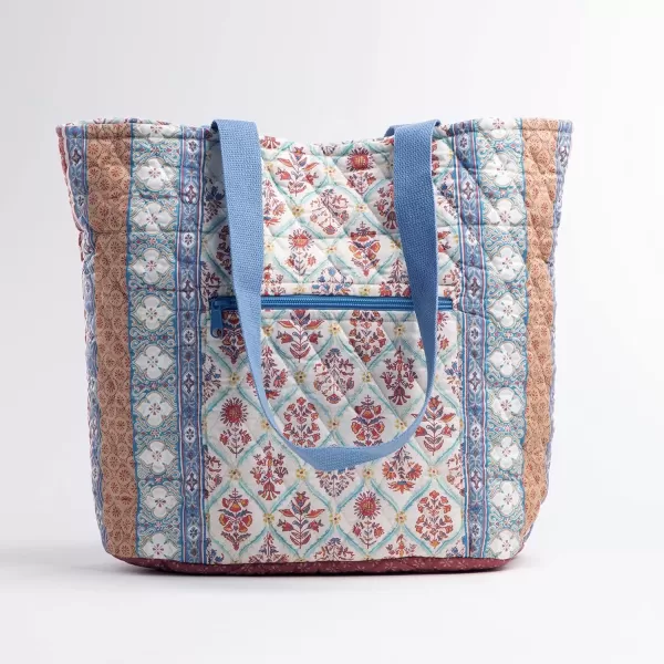imageMaison d Hermine Shopping Bag Cotton Quilted Tote Bag with Zipper Pockets ampamp Small Pouch Grocery Bag for Work Travel Lunch20  Romane