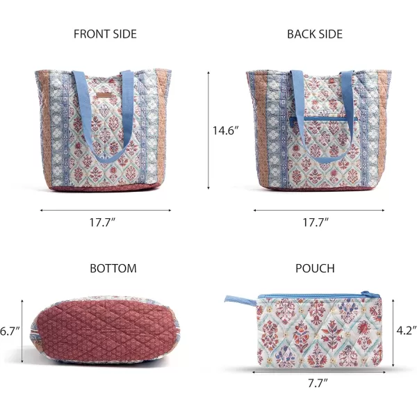 imageMaison d Hermine Shopping Bag Cotton Quilted Tote Bag with Zipper Pockets ampamp Small Pouch Grocery Bag for Work Travel Lunch20  Romane