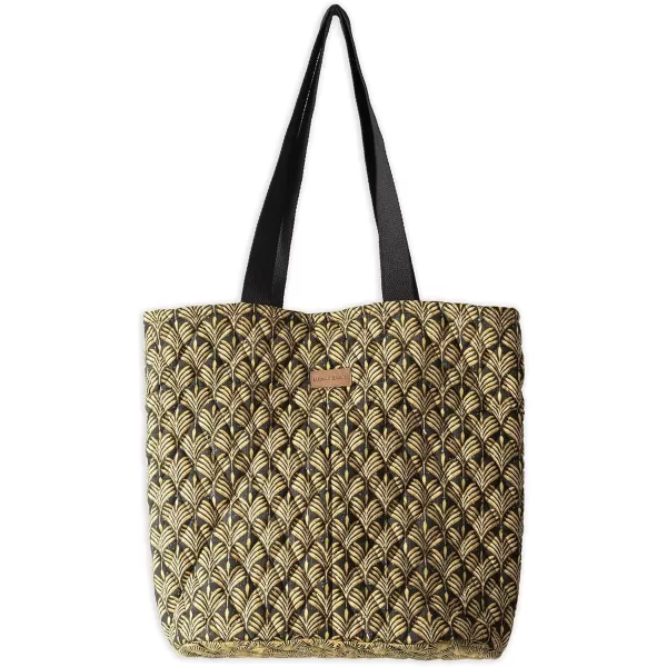 imageMaison d Hermine Shopping Bag Cotton Quilted Tote Bag with Zipper Pockets ampamp Small Pouch Grocery Bag for Work Travel Lunch21  Art Deco