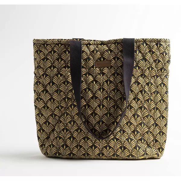 imageMaison d Hermine Shopping Bag Cotton Quilted Tote Bag with Zipper Pockets ampamp Small Pouch Grocery Bag for Work Travel Lunch21  Art Deco