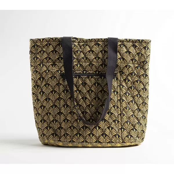 imageMaison d Hermine Shopping Bag Cotton Quilted Tote Bag with Zipper Pockets ampamp Small Pouch Grocery Bag for Work Travel Lunch21  Art Deco