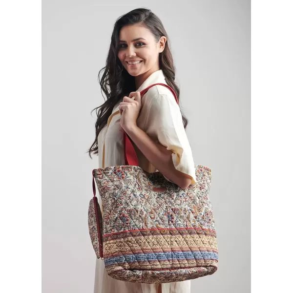 imageMaison d Hermine Shopping Bag Cotton Quilted Tote Bag with Zipper Pockets ampamp Small Pouch Grocery Bag for Work Travel Lunch22  Jaipur