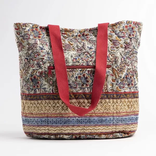 imageMaison d Hermine Shopping Bag Cotton Quilted Tote Bag with Zipper Pockets ampamp Small Pouch Grocery Bag for Work Travel Lunch22  Jaipur