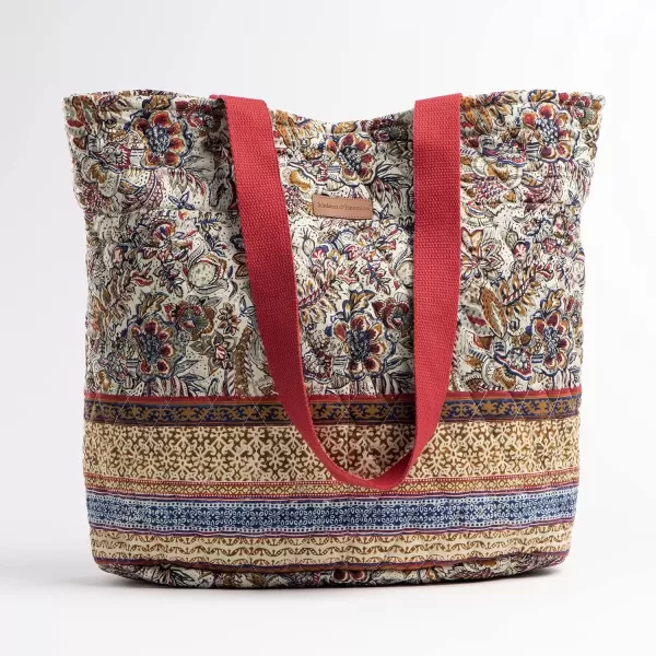 imageMaison d Hermine Shopping Bag Cotton Quilted Tote Bag with Zipper Pockets ampamp Small Pouch Grocery Bag for Work Travel Lunch22  Jaipur