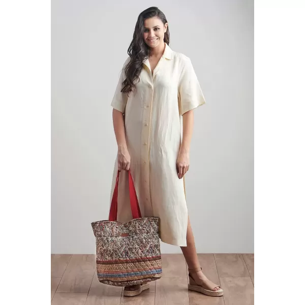 imageMaison d Hermine Shopping Bag Cotton Quilted Tote Bag with Zipper Pockets ampamp Small Pouch Grocery Bag for Work Travel Lunch22  Jaipur
