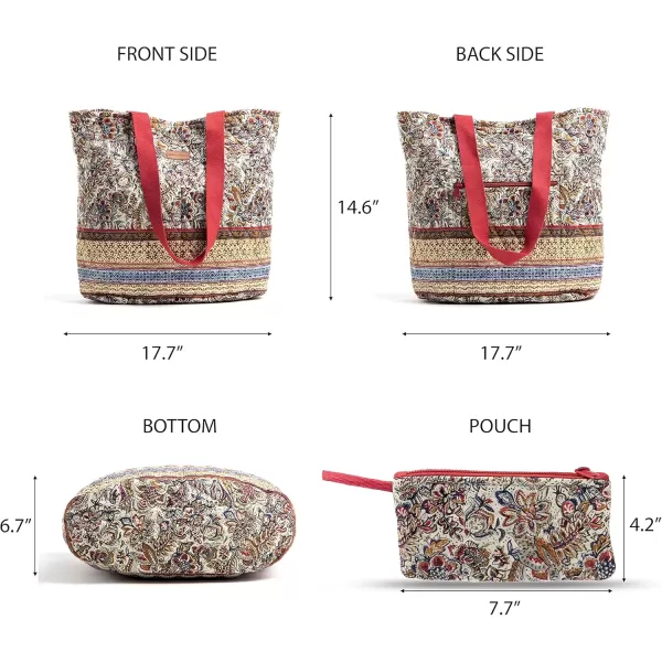 imageMaison d Hermine Shopping Bag Cotton Quilted Tote Bag with Zipper Pockets ampamp Small Pouch Grocery Bag for Work Travel Lunch22  Jaipur