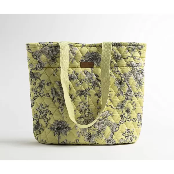 imageMaison d Hermine Shopping Bag Cotton Quilted Tote Bag with Zipper Pockets ampamp Small Pouch Grocery Bag for Work Travel Lunch24  Bonobo  Yellow