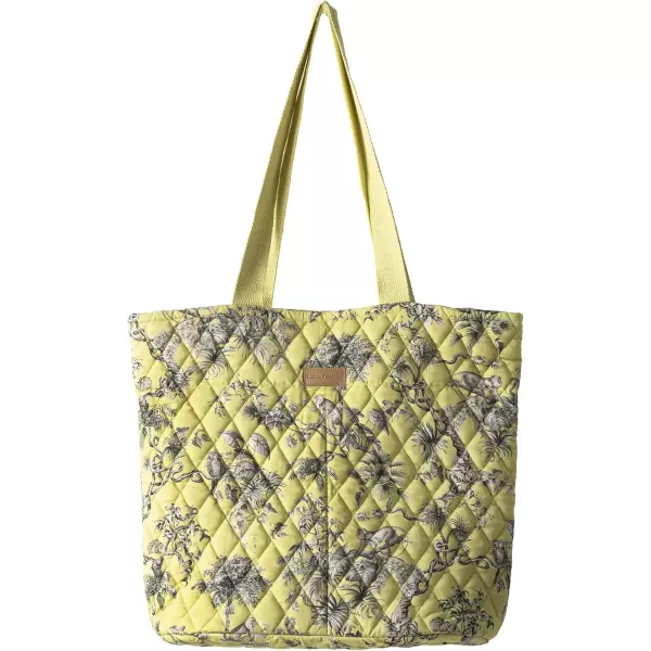 imageMaison d Hermine Shopping Bag Cotton Quilted Tote Bag with Zipper Pockets ampamp Small Pouch Grocery Bag for Work Travel Lunch24  Bonobo  Yellow