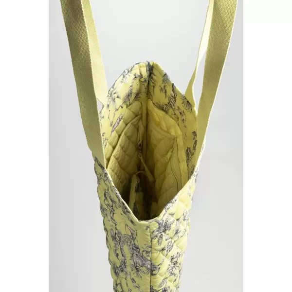 imageMaison d Hermine Shopping Bag Cotton Quilted Tote Bag with Zipper Pockets ampamp Small Pouch Grocery Bag for Work Travel Lunch24  Bonobo  Yellow