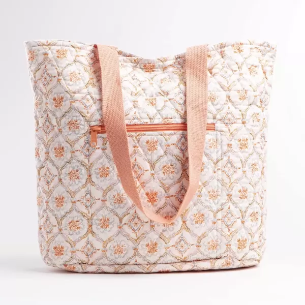 imageMaison d Hermine Shopping Bag Cotton Quilted Tote Bag with Zipper Pockets ampamp Small Pouch Grocery Bag for Work Travel Lunch25  Fair Isle