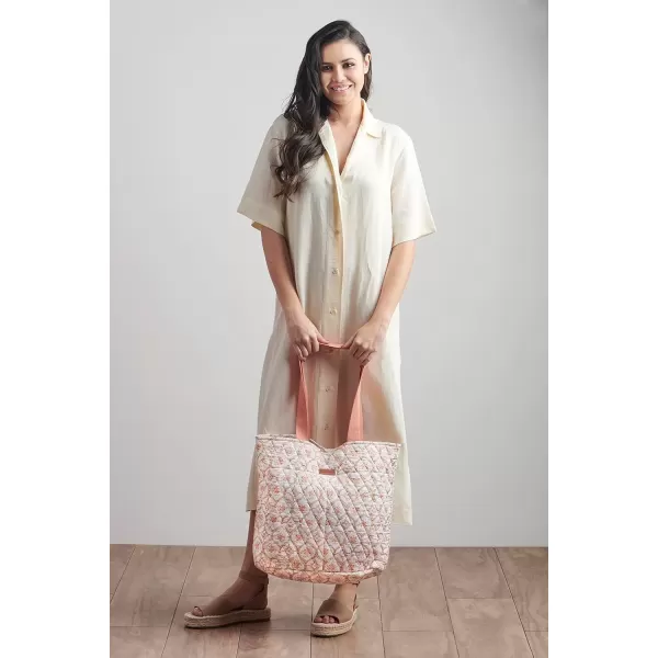 imageMaison d Hermine Shopping Bag Cotton Quilted Tote Bag with Zipper Pockets ampamp Small Pouch Grocery Bag for Work Travel Lunch25  Fair Isle