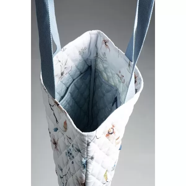 imageMaison d Hermine Shopping Bag Cotton Quilted Tote Bag with Zipper Pockets ampamp Small Pouch Grocery Bag for Work Travel Lunch26  Ice Florals