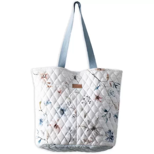 imageMaison d Hermine Shopping Bag Cotton Quilted Tote Bag with Zipper Pockets ampamp Small Pouch Grocery Bag for Work Travel Lunch26  Ice Florals