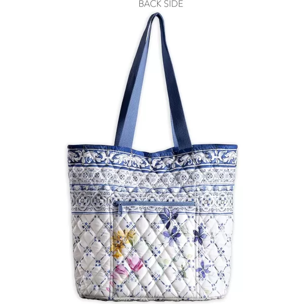 imageMaison d Hermine Shopping Bag Cotton Quilted Tote Bag with Zipper Pockets ampamp Small Pouch Grocery Bag for Work Travel Lunch27  Faience