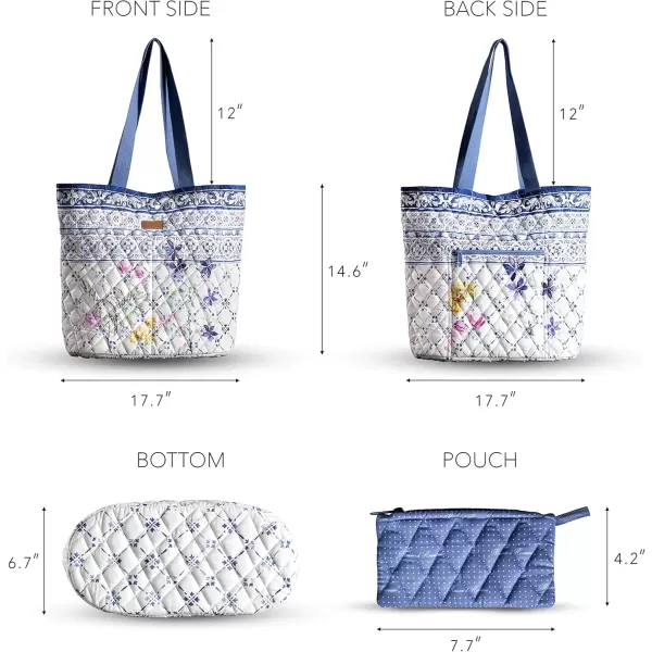 imageMaison d Hermine Shopping Bag Cotton Quilted Tote Bag with Zipper Pockets ampamp Small Pouch Grocery Bag for Work Travel Lunch27  Faience