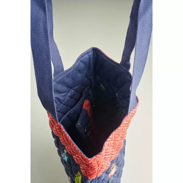 imageMaison d Hermine Shopping Bag Cotton Quilted Tote Bag with Zipper Pockets ampamp Small Pouch Grocery Bag for Work Travel Lunch30  Birdies on Wire