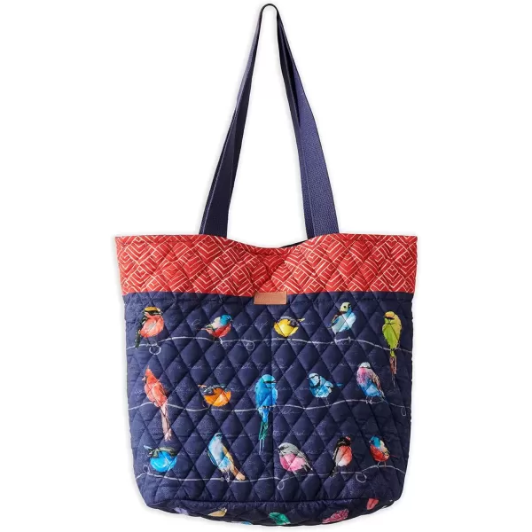 imageMaison d Hermine Shopping Bag Cotton Quilted Tote Bag with Zipper Pockets ampamp Small Pouch Grocery Bag for Work Travel Lunch30  Birdies on Wire