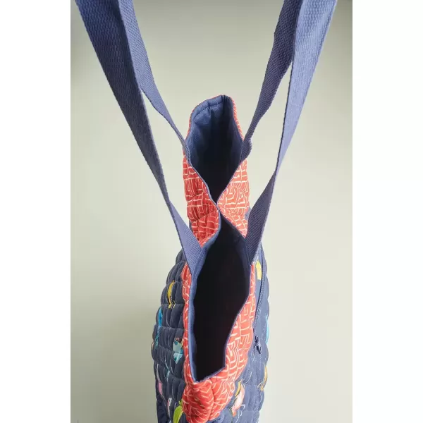 imageMaison d Hermine Shopping Bag Cotton Quilted Tote Bag with Zipper Pockets ampamp Small Pouch Grocery Bag for Work Travel Lunch30  Birdies on Wire